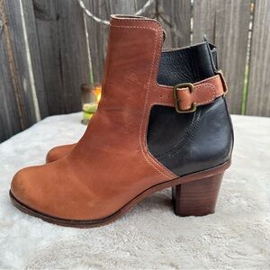 Anthropologie J Shoes leather Hardwick Booties black brown Size 9